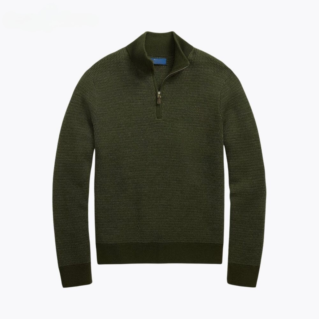 Washable Wool Sweater with Quarter Zip
