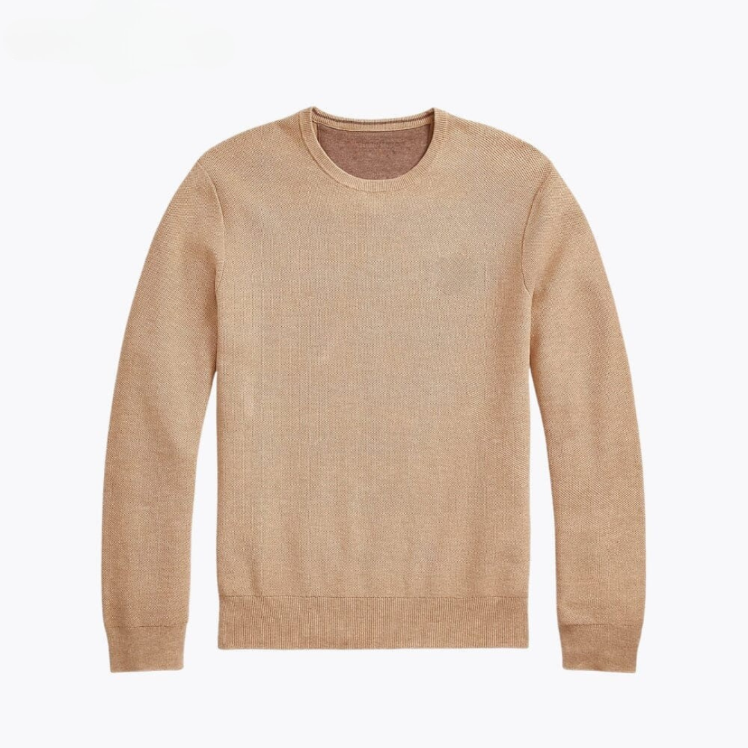 Mesh Knit Cotton Jumper with Crew Neck