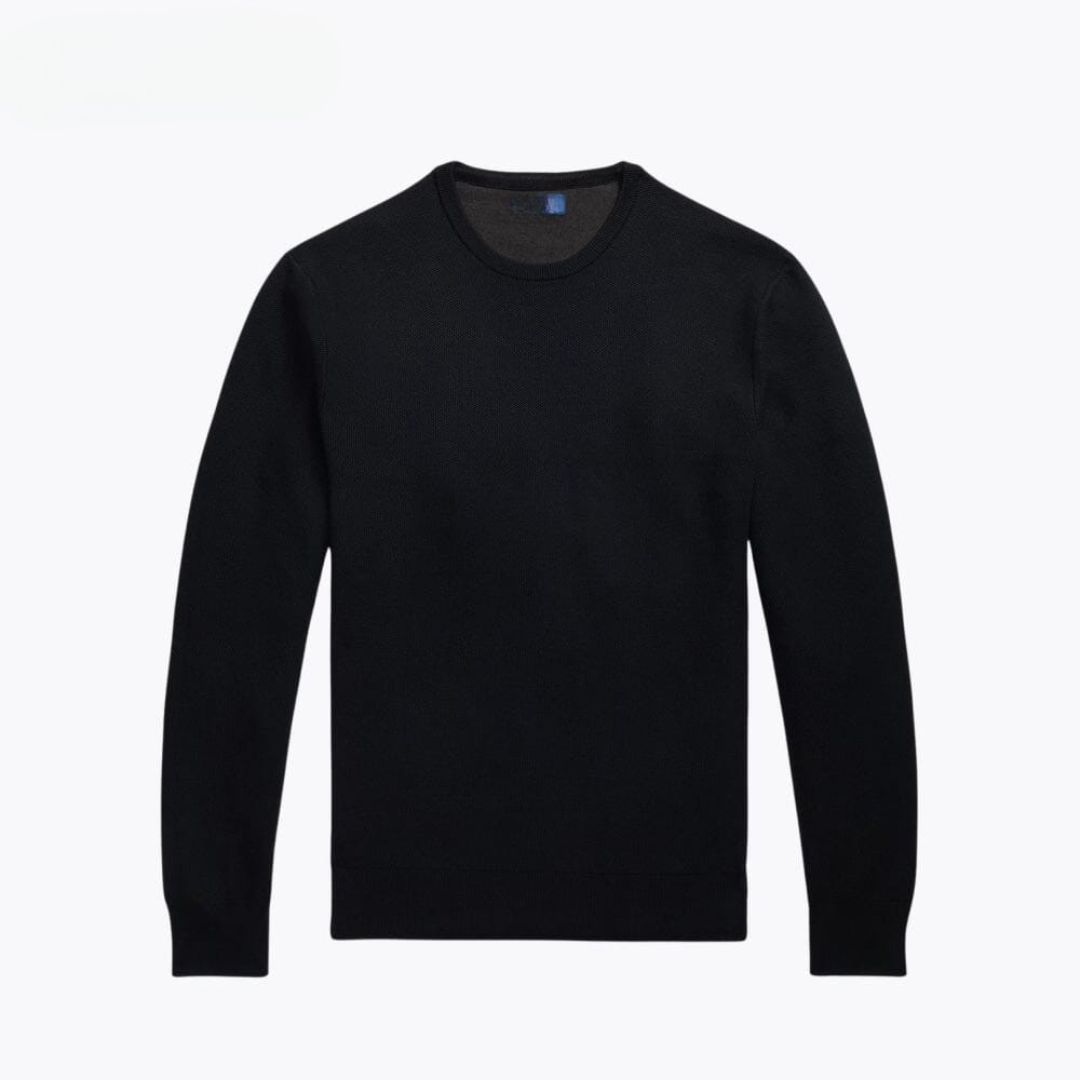 Mesh Knit Cotton Jumper with Crew Neck